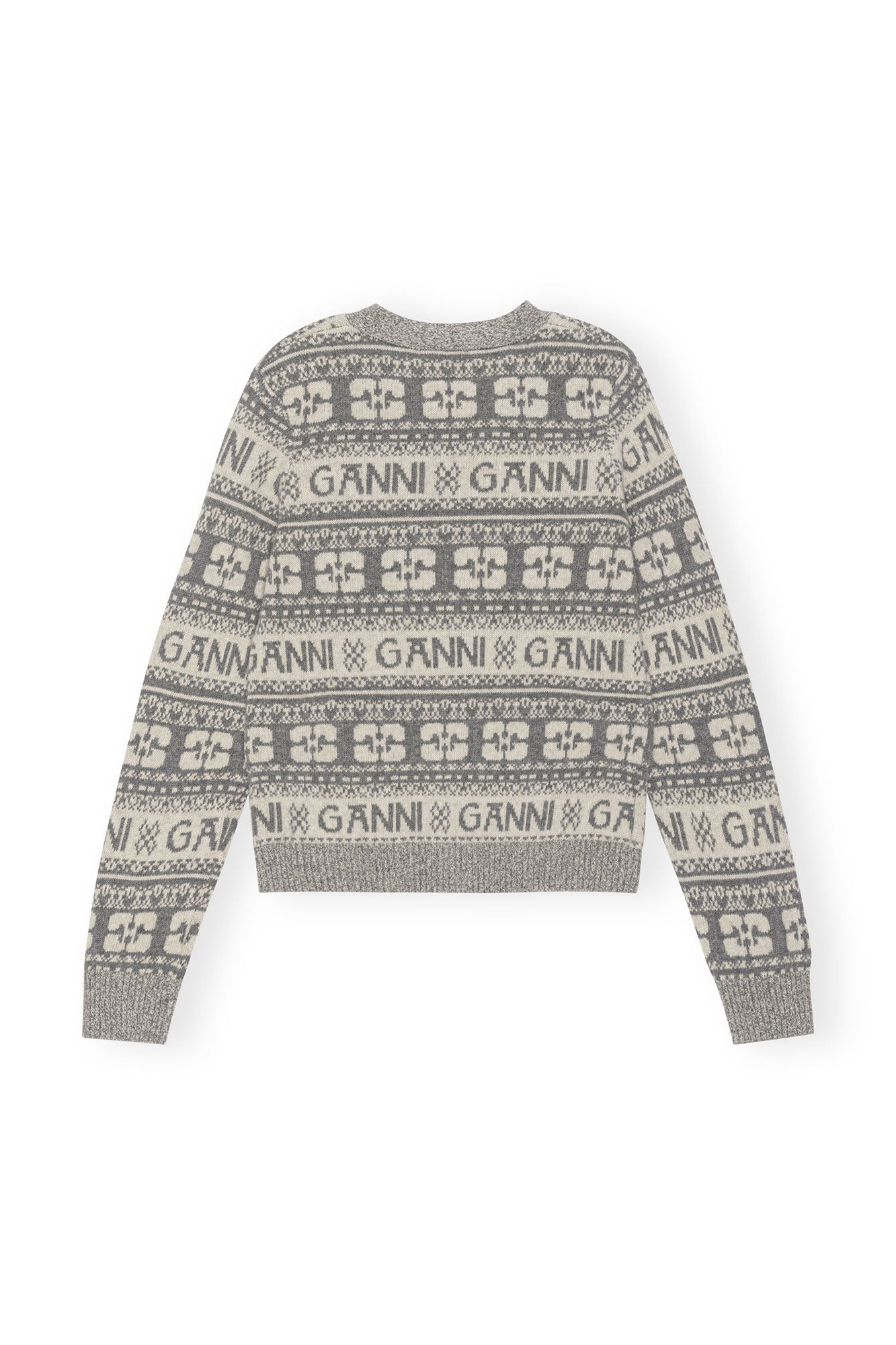 Wool blend logo cardigan - Frost Gray