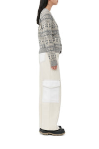 Wool blend logo cardigan - Frost Gray