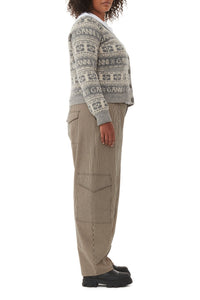 Wool blend logo cardigan - Frost Gray