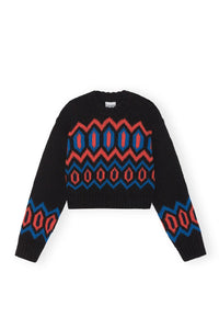 Pull court à col rond en laine - Black