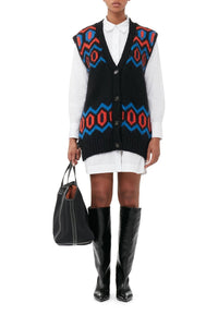 Pull sans manches en laine - Black