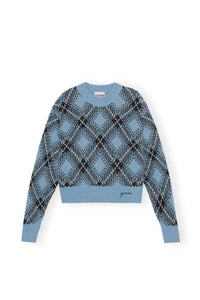 Pull oversize à carreaux en laine - Silver Lake Blue