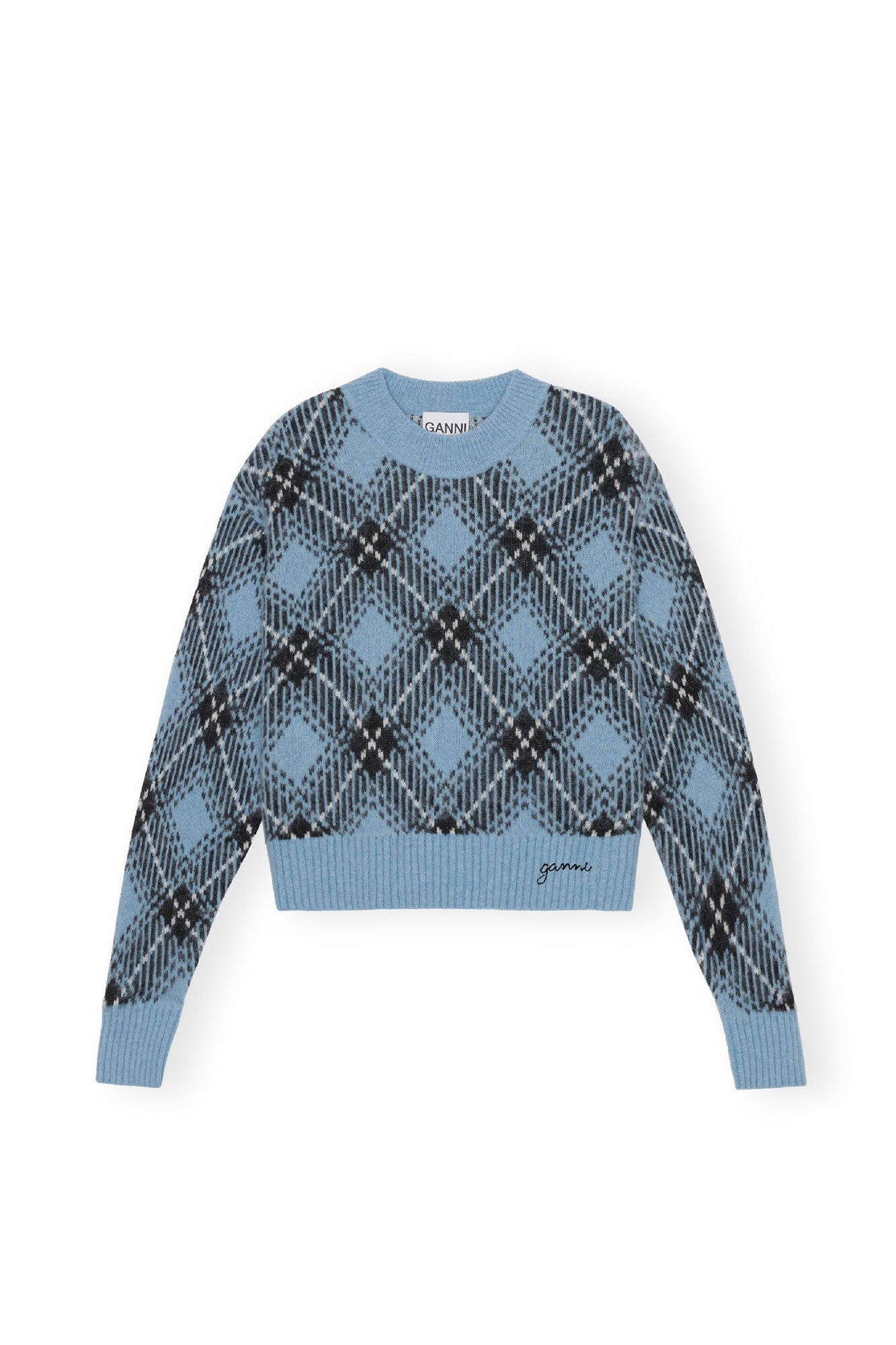Pull oversize à carreaux en laine - Silver Lake Blue