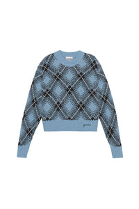 Oversized wool check jumper - Silver Lake Blue