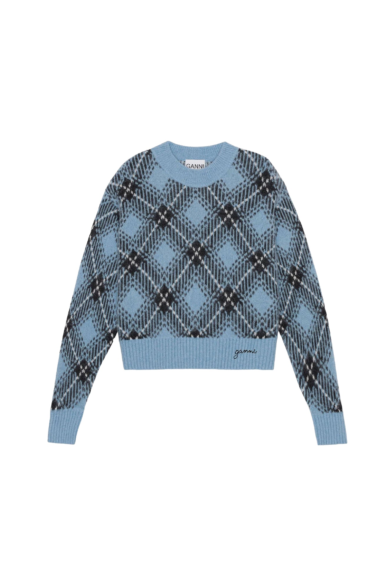 Oversized wool check jumper - Silver Lake Blue