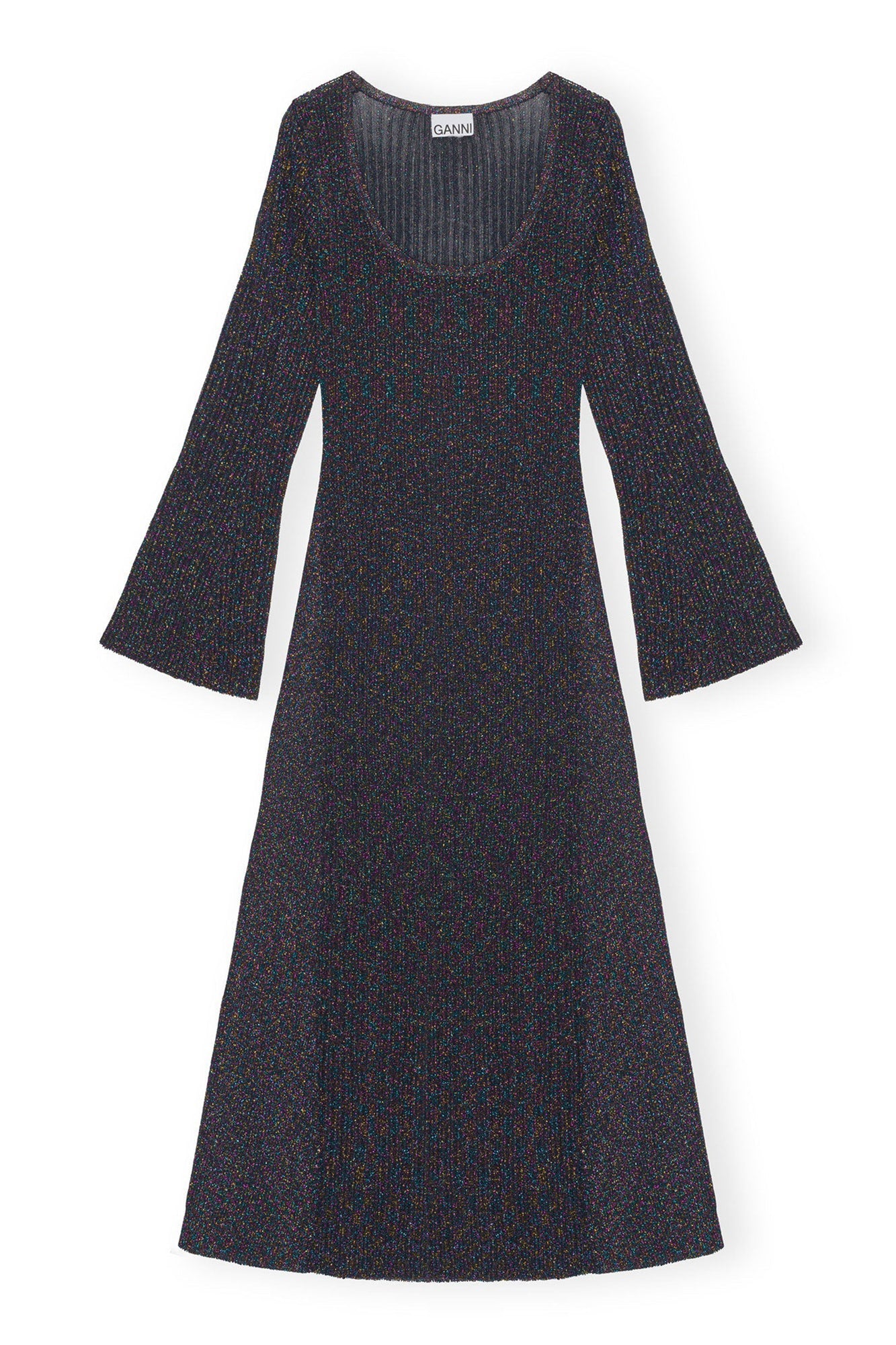 Ribbed knit maxi dress - Noir Pailleté