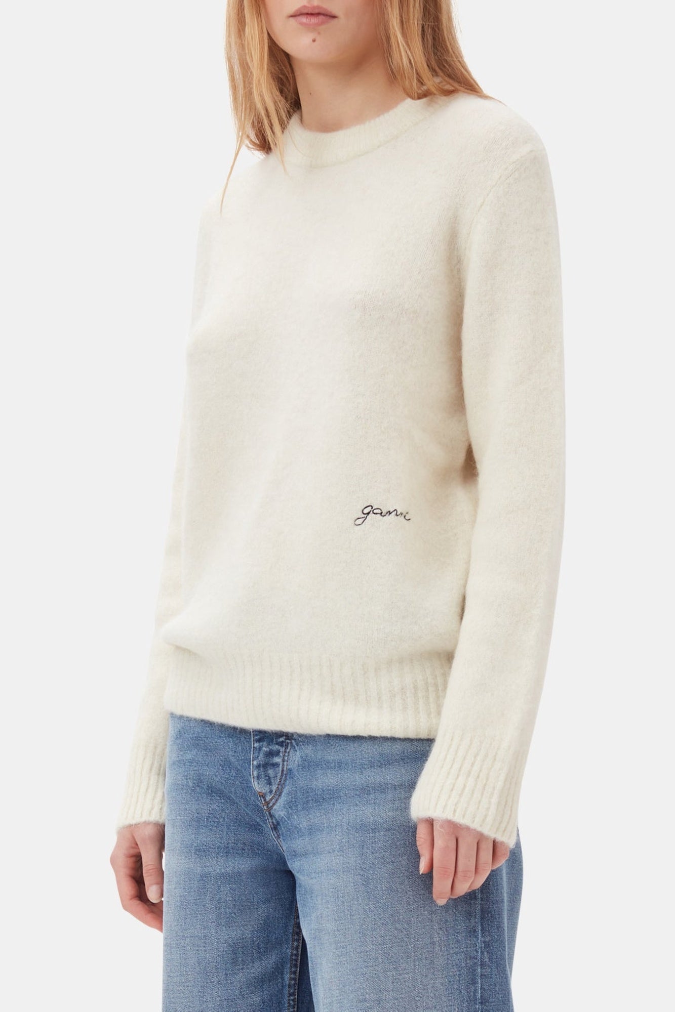 Pull à col rond en laine - Egret
