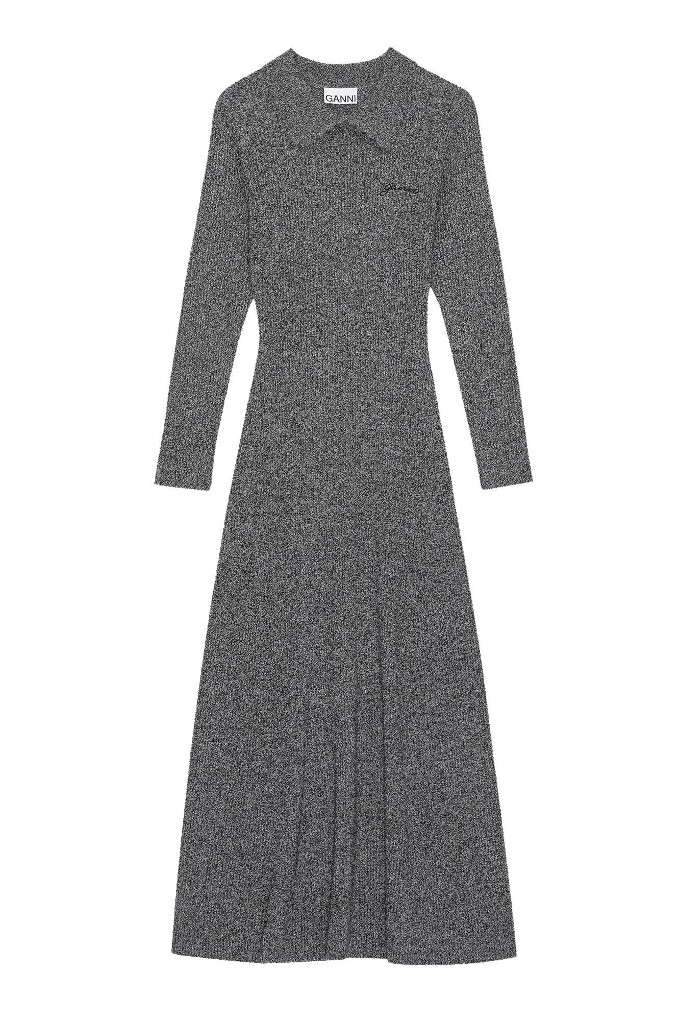 Robe longue en laine et cachemire - Ebony Melange