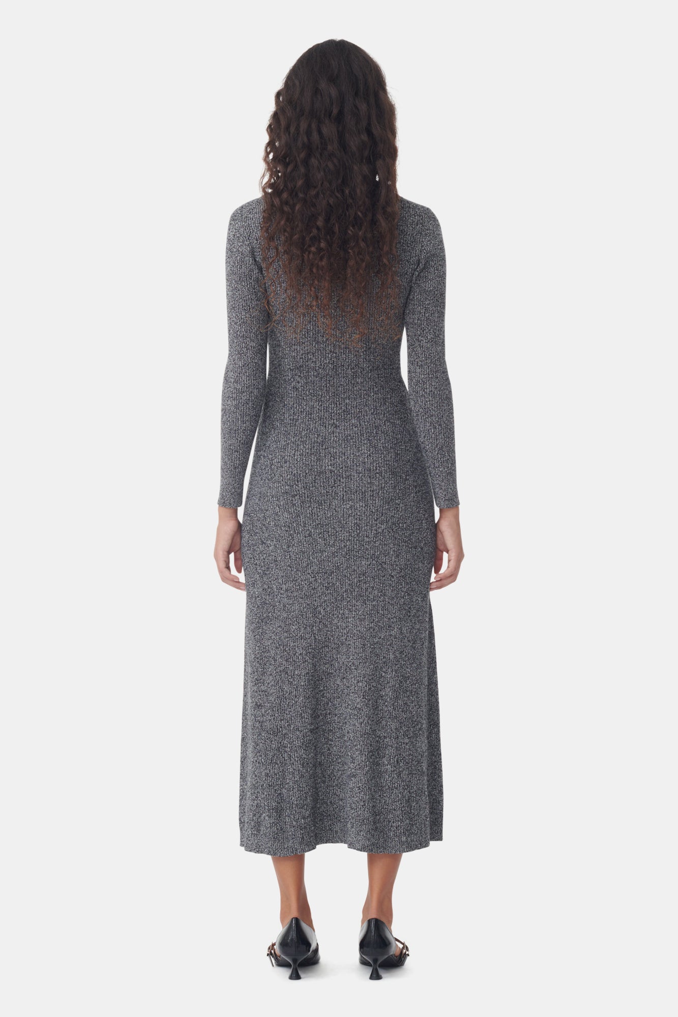 Robe longue en laine et cachemire - Ebony Melange
