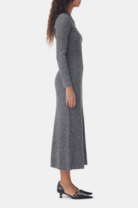 Robe longue en laine et cachemire - Ebony Melange