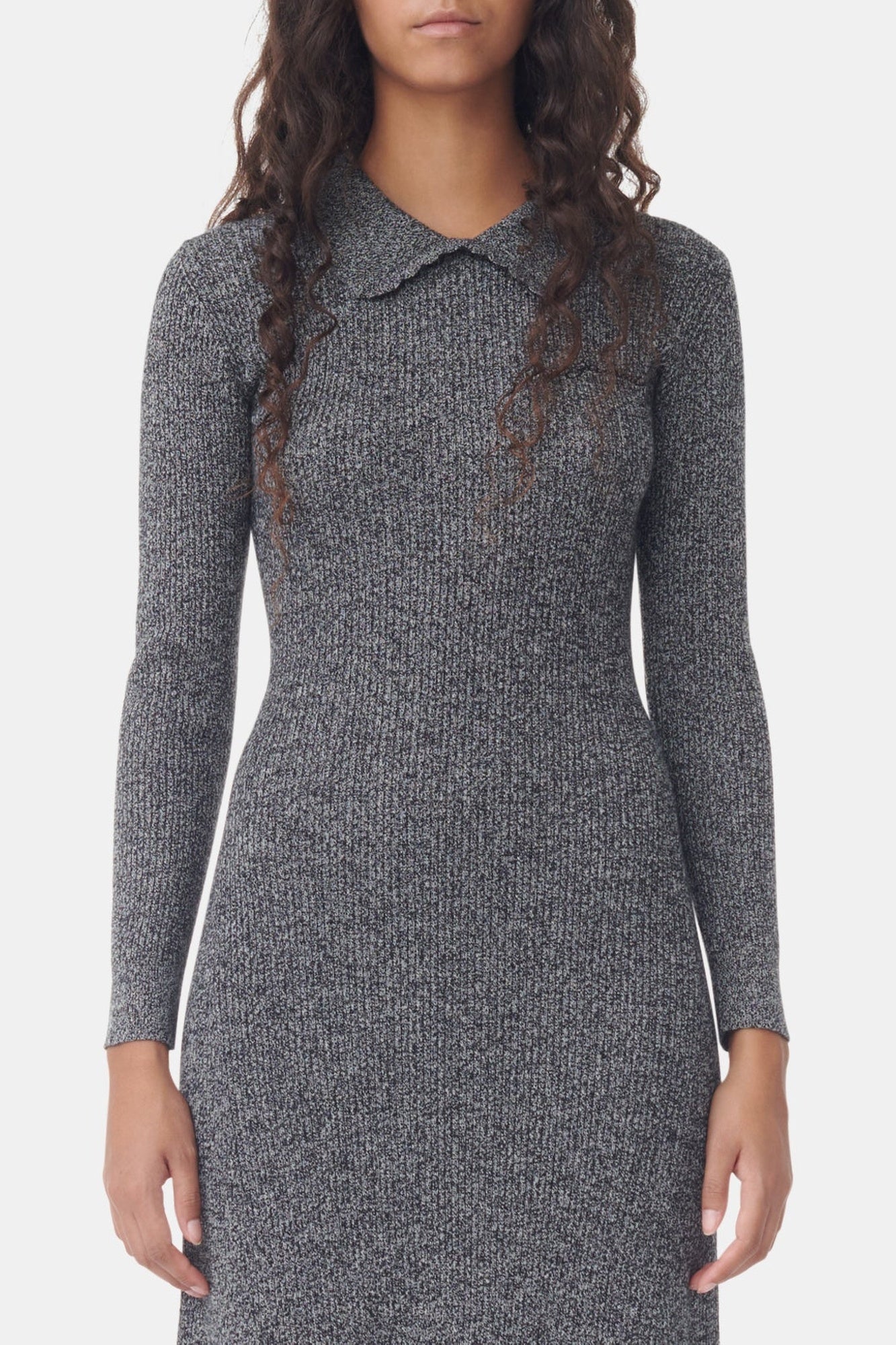 Robe longue en laine et cachemire - Ebony Melange