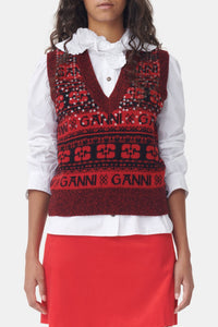 Pull sans manches à sequins en laine - High Risk Red