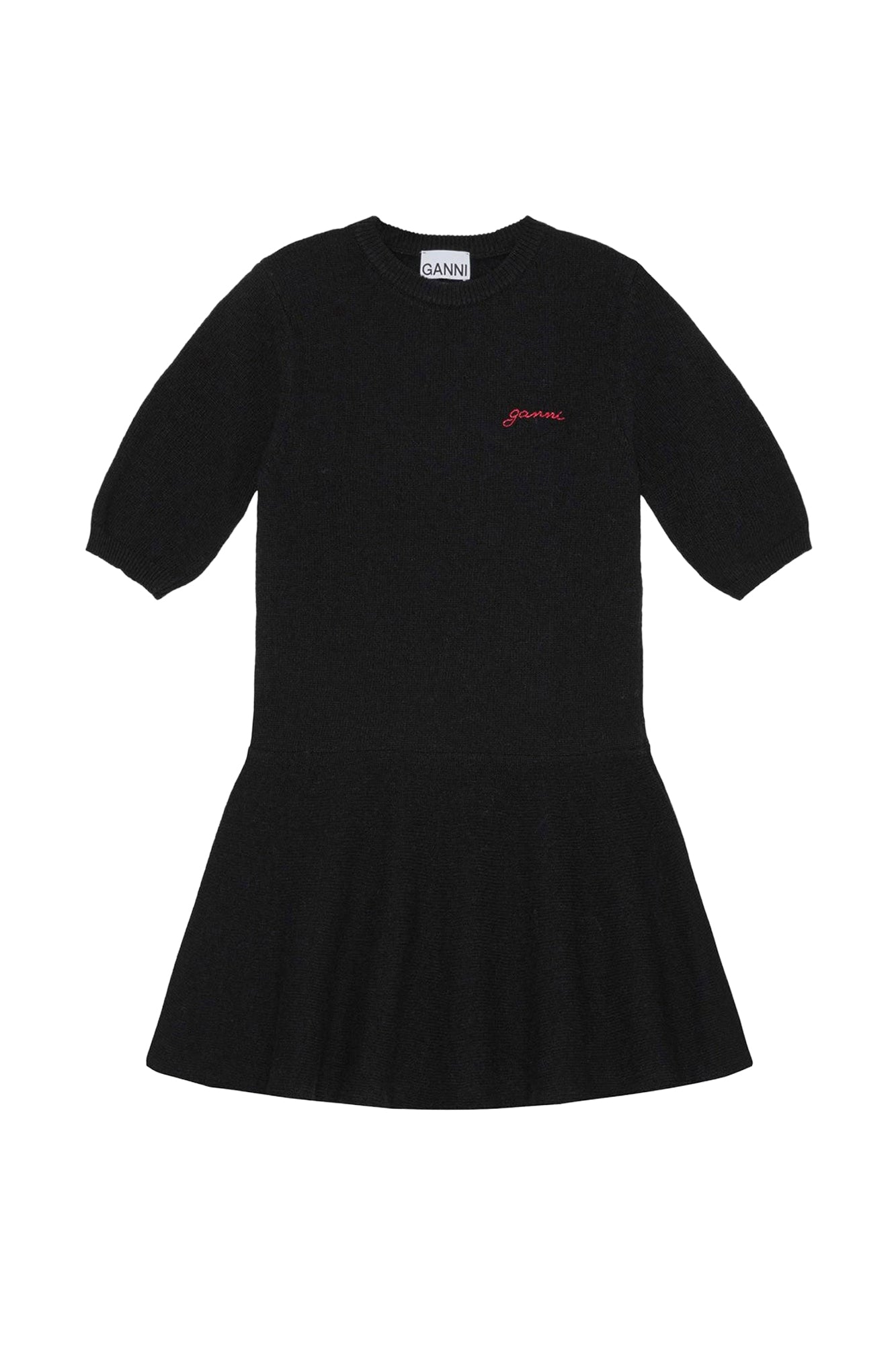 Robe courte avec logo en laine - Black