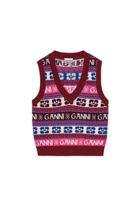 Sleeveless jumper with wool logo - Multicolour