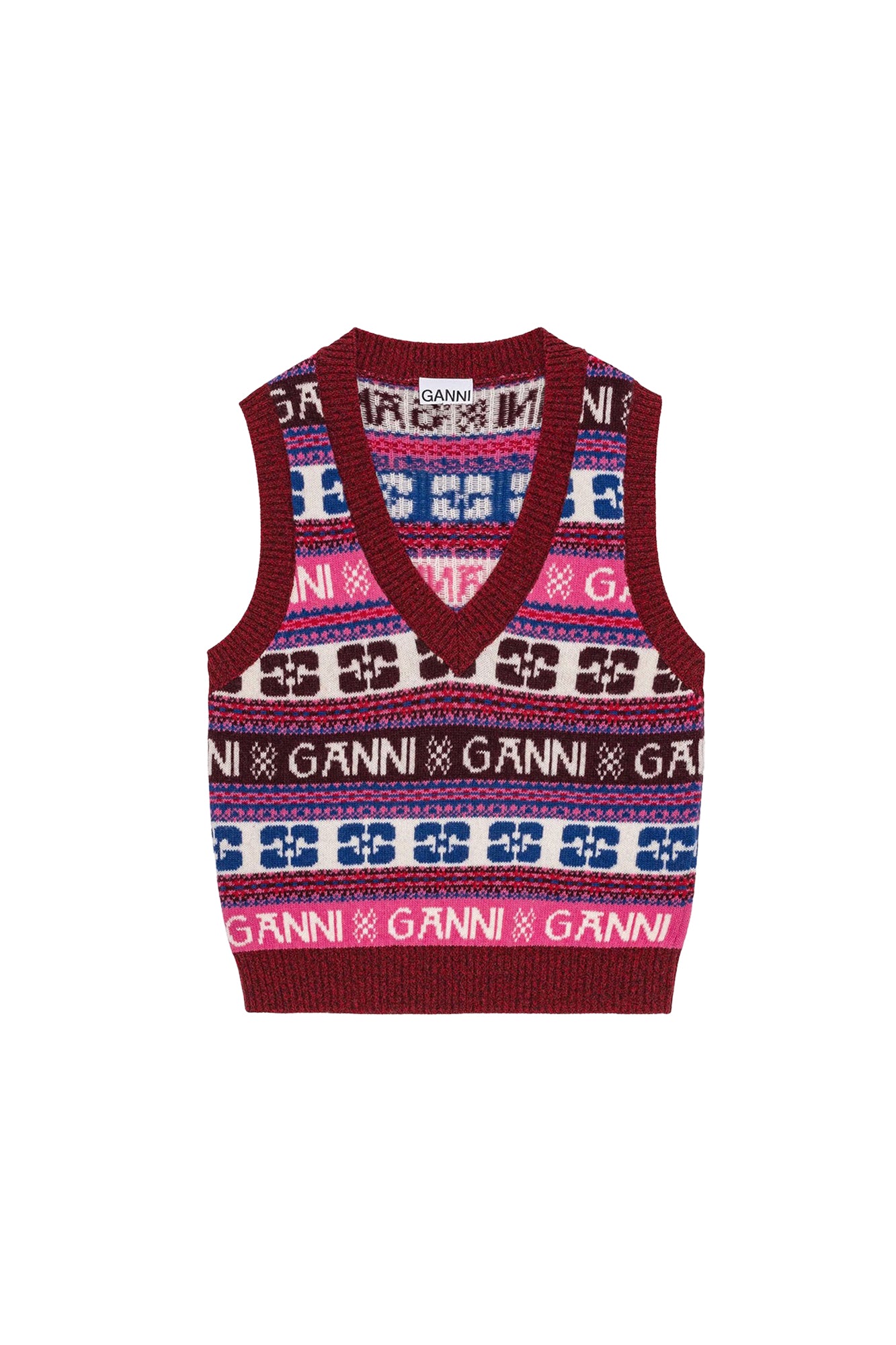 Sleeveless jumper with wool logo - Multicolour