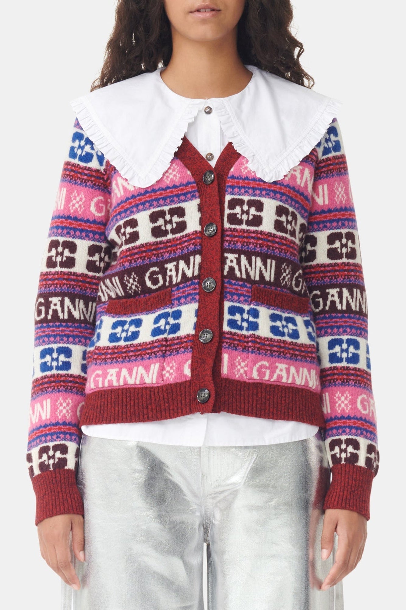 Cardigan avce logo en laine - Multicolour