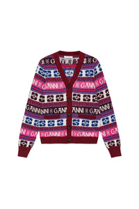 Cardigan with wool logo - Multicolour