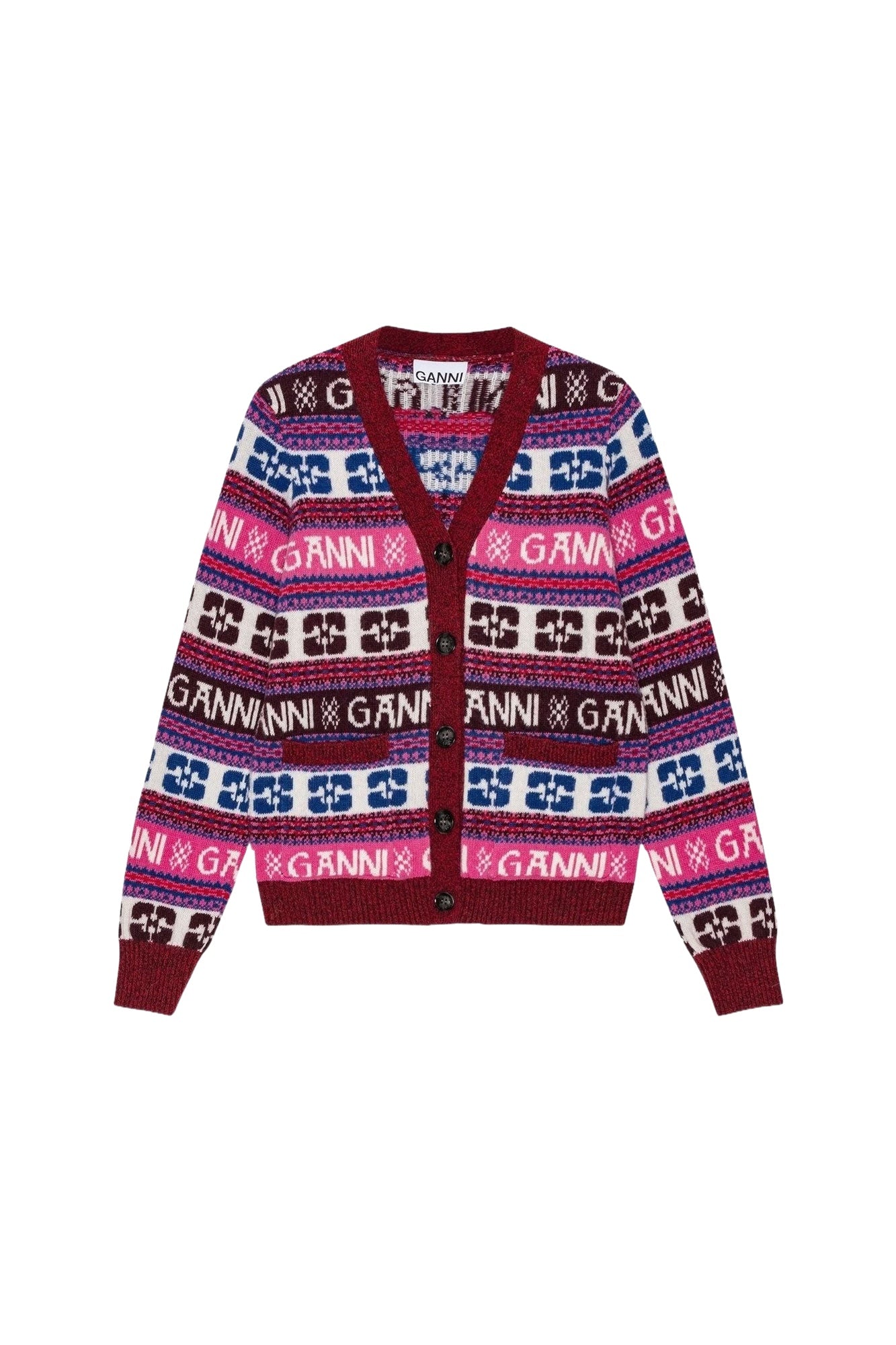 Cardigan with wool logo - Multicolour