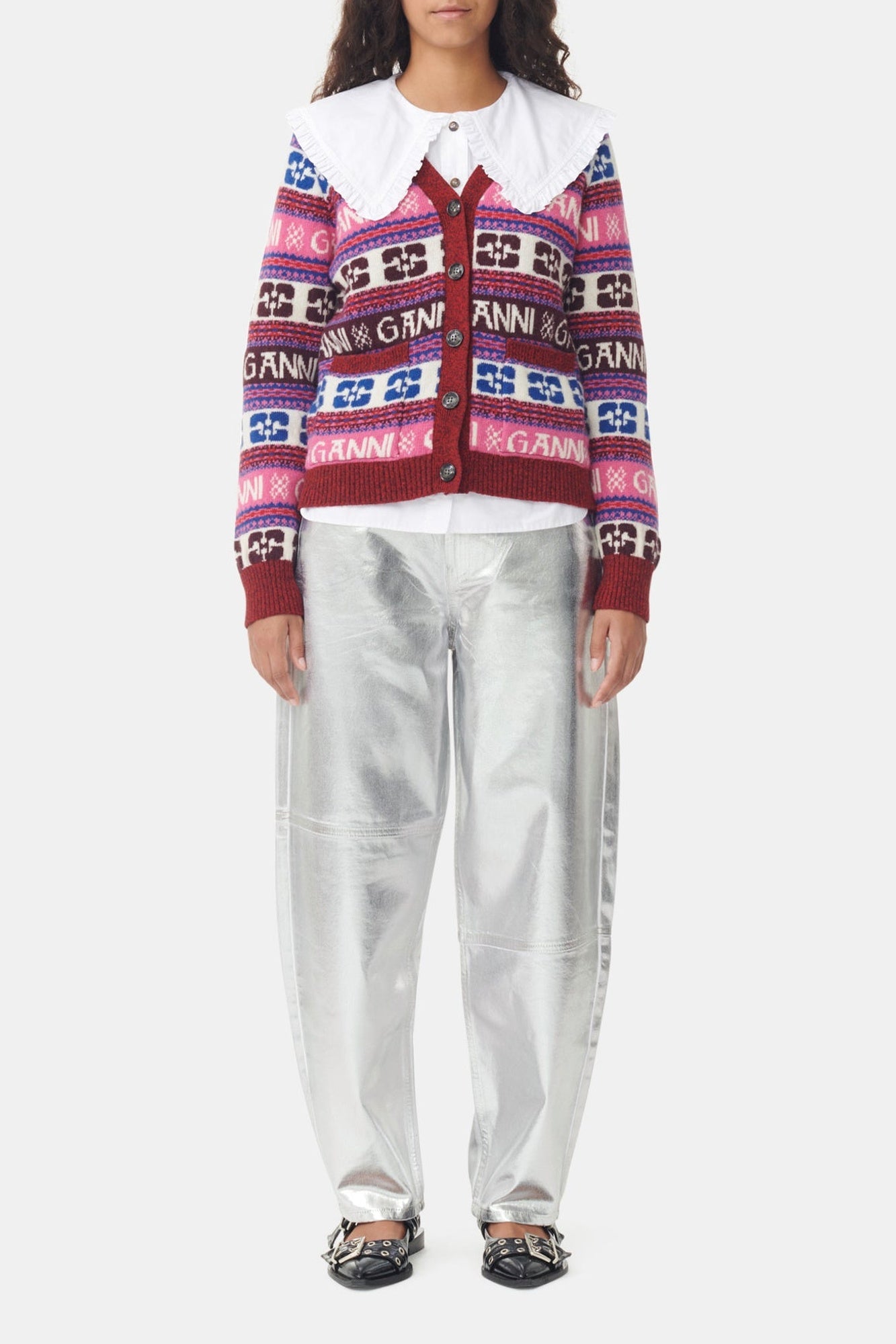 Cardigan avce logo en laine - Multicolour