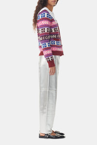Cardigan avce logo en laine - Multicolour