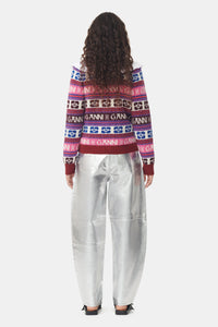 Cardigan avce logo en laine - Multicolour