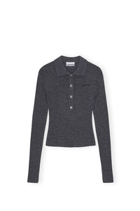 Polo côtelé en laine - Frost Gray