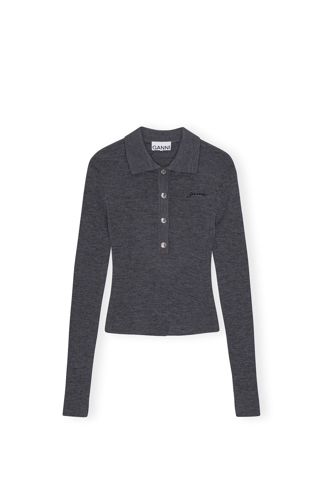 Polo côtelé en laine - Frost Gray