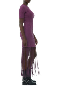 Robe courte à manches courtes avec franges en maille - Fiji Flower