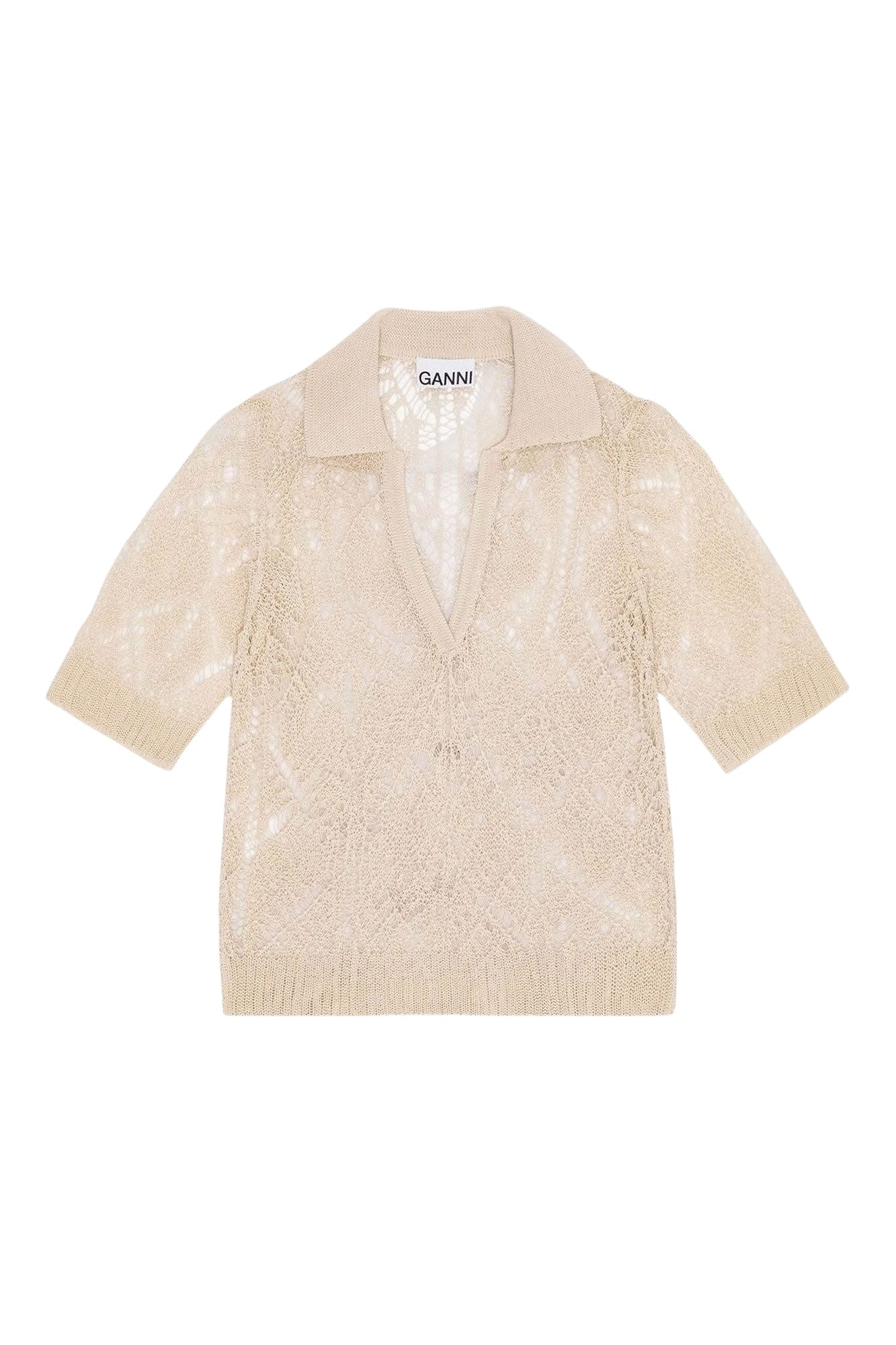 Polo à dentelle en coton - Egret