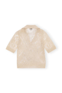 Polo à dentelle en coton - Egret