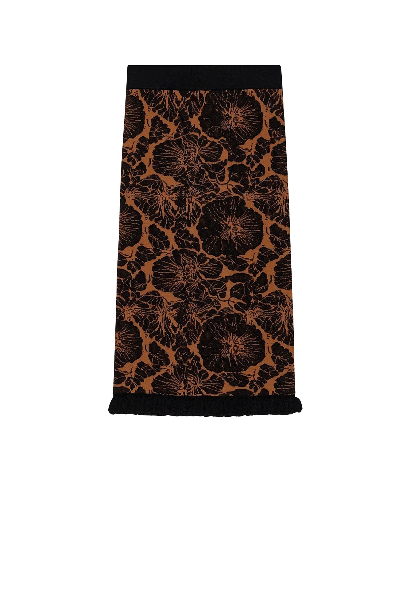 Jupe midi jacquard à volants - Tortoise Shell