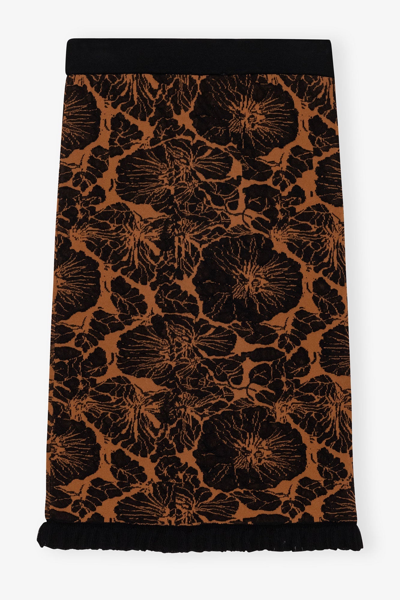 Jupe midi jacquard à volants - Tortoise Shell