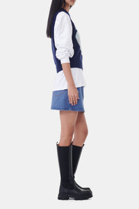Sleeveless wool print jumper - Sky Captain