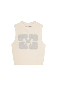 Pull sans manches imprimé en laine - Egret