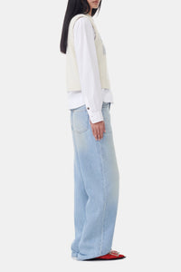 Pull sans manches imprimé en laine - Egret
