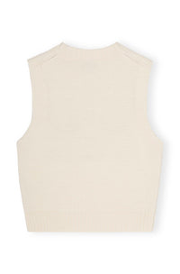 Pull sans manches imprimé en laine - Egret