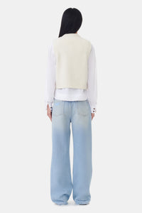 Pull sans manches imprimé en laine - Egret