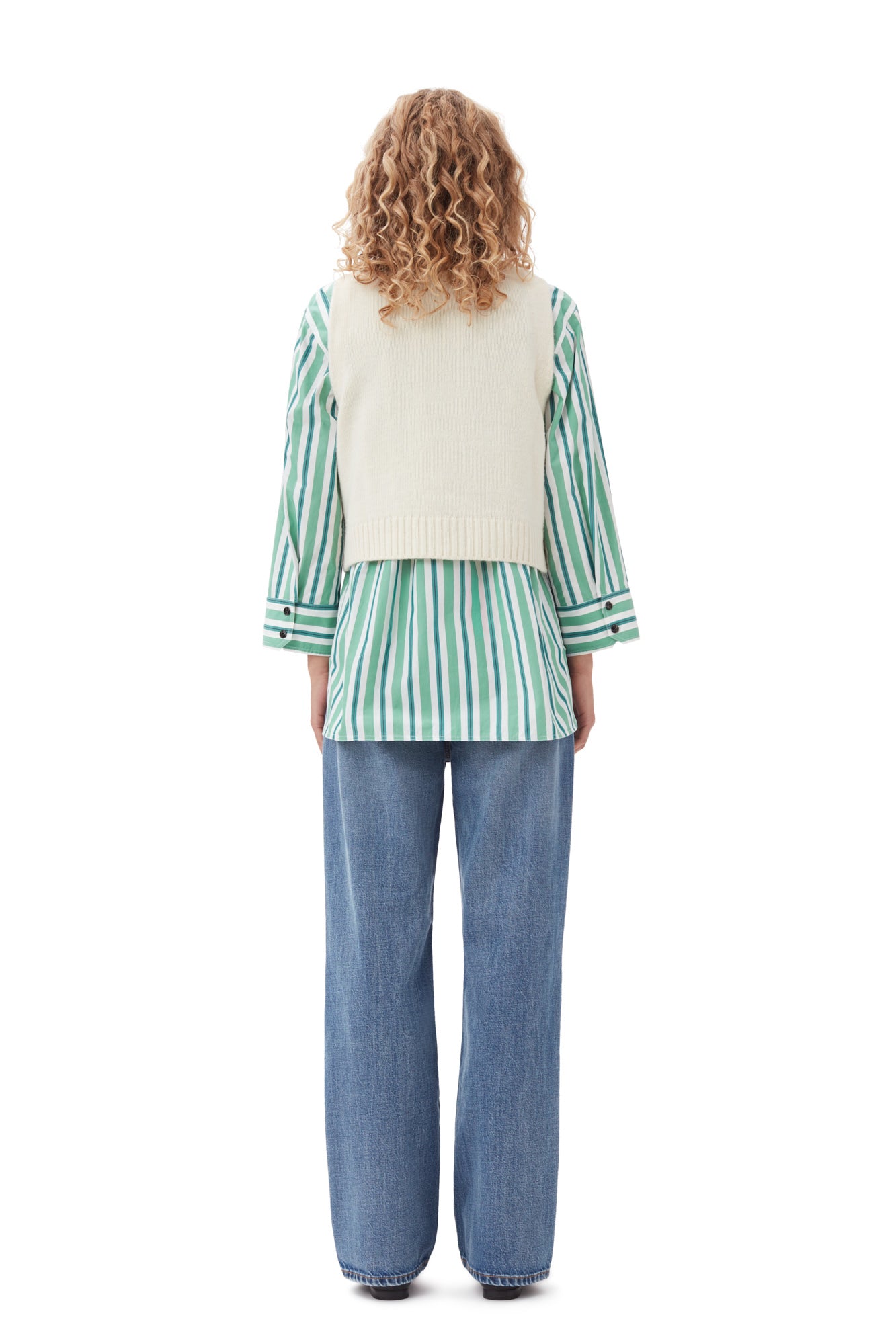 Pull sans manches imprimé en laine - Egret