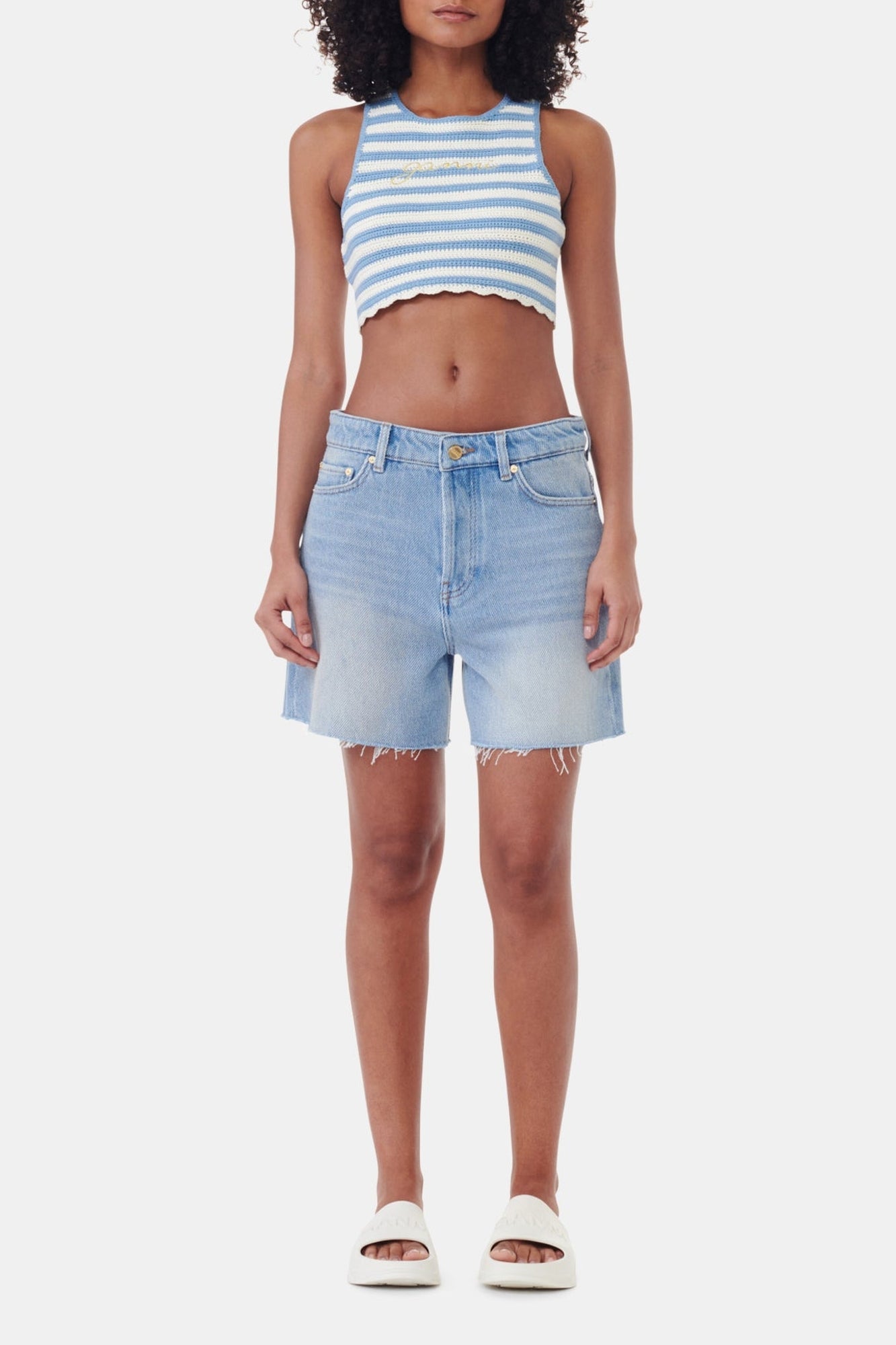 Crochet crop top with swimmer's back - Glacier Lake