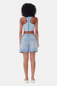 Crochet crop top with swimmer's back - Glacier Lake