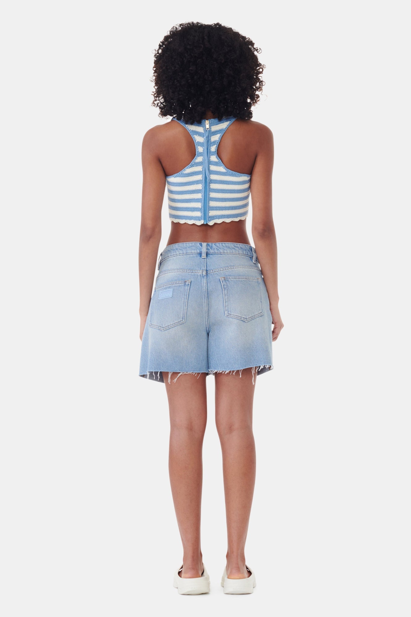 Crochet crop top with swimmer's back - Glacier Lake