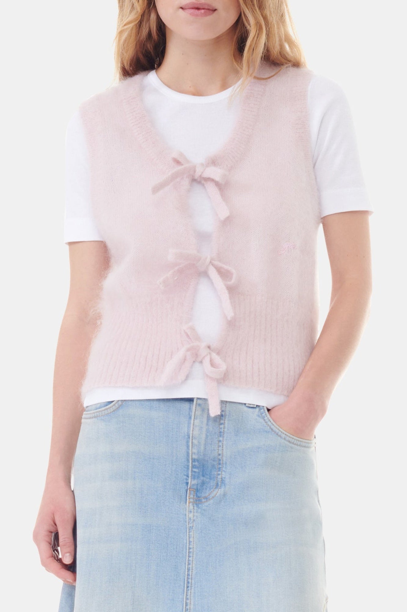 Pull sans manches imprimé en laine - Lilac Sachet