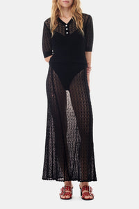 Pointelle long skirt - Black