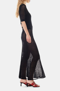 Pointelle long skirt - Black