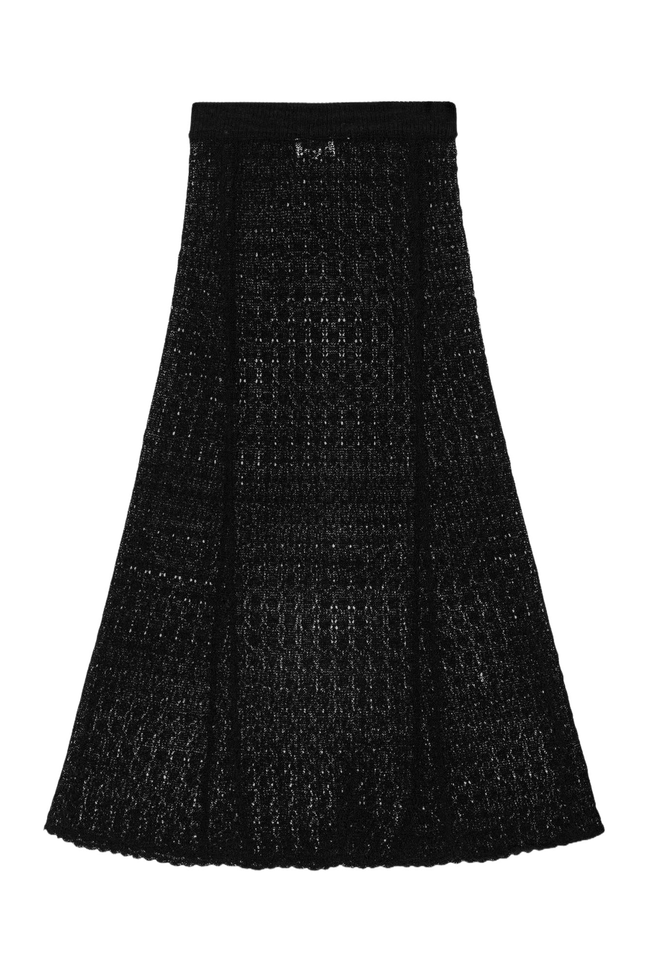 Pointelle long skirt - Black