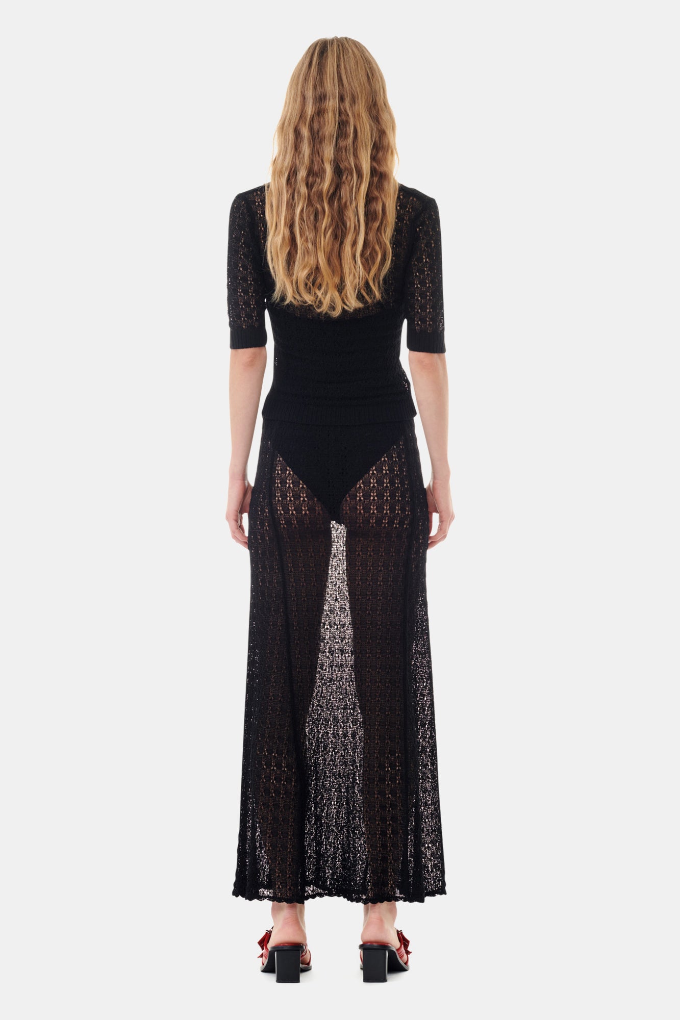 Jupe longue Pointelle - Black