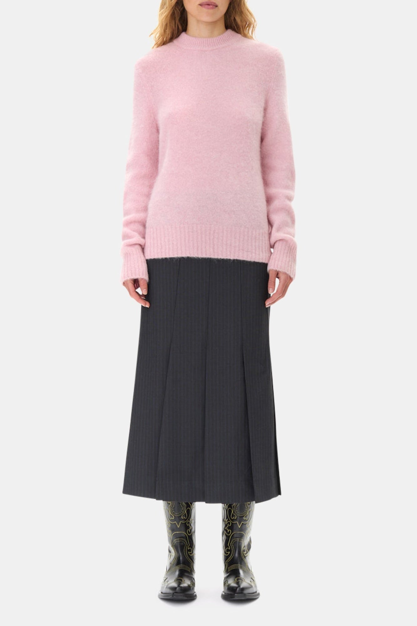 Pull à col rond en laine - Chalk Pink