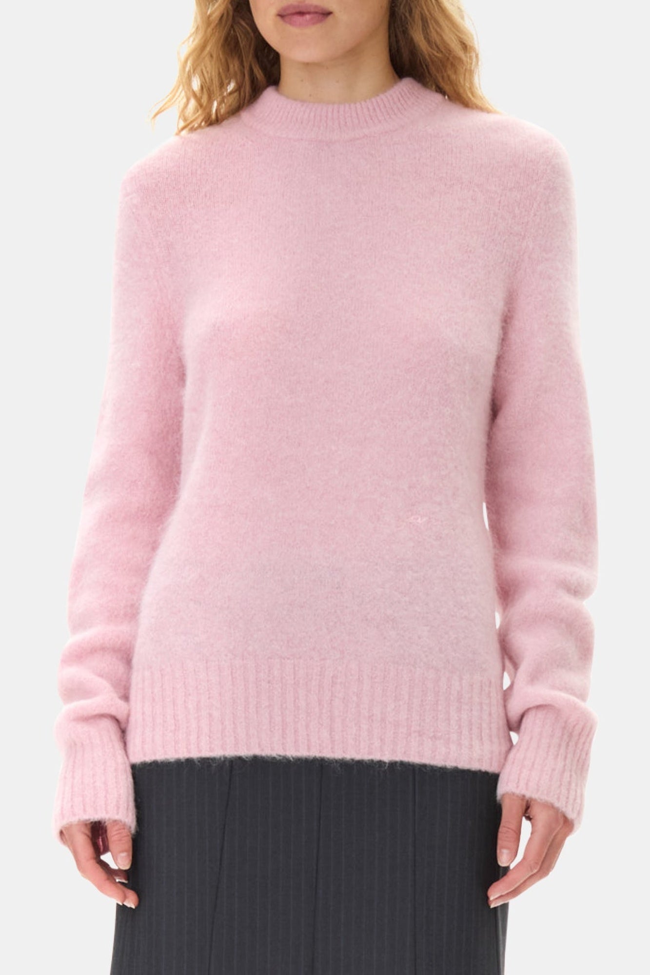 Pull à col rond en laine - Chalk Pink