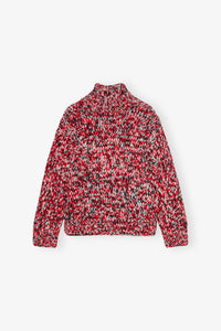 Pull à col montant tricoté en laine - Racing Red