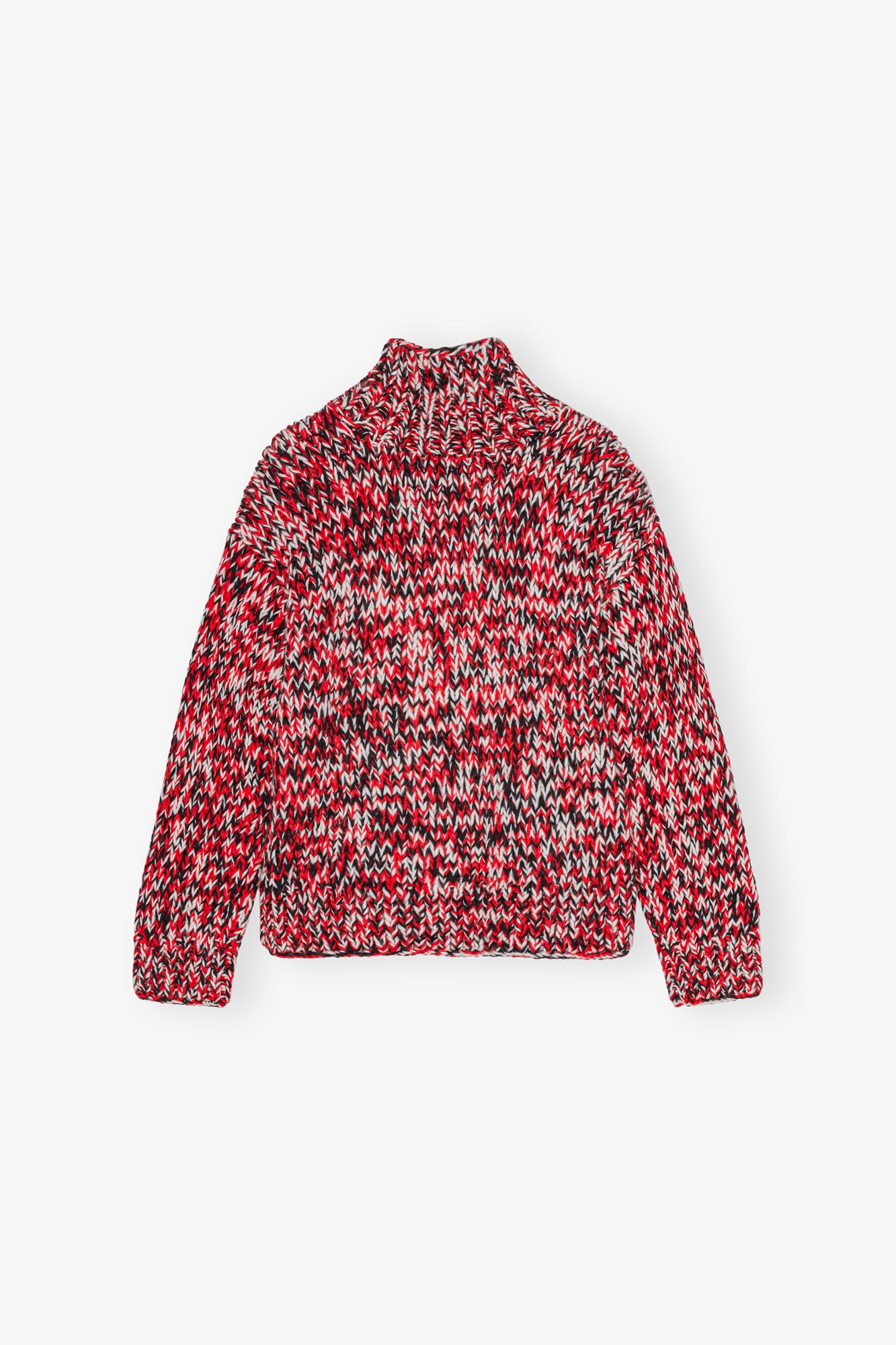 Pull à col montant tricoté en laine - Racing Red